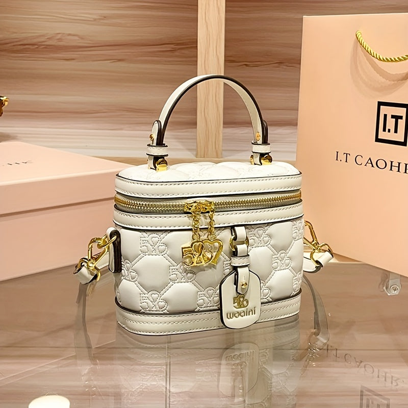 [Luxury Box Bag] High-End Retro Mini Box Bag | Light Luxury Niche, Women's Cross-Body Bag, Zipper Closure, Detachable Shoulder Strap, Valentine's Day Gift for Girlfriend, Perfect for Daily And Commuting Us