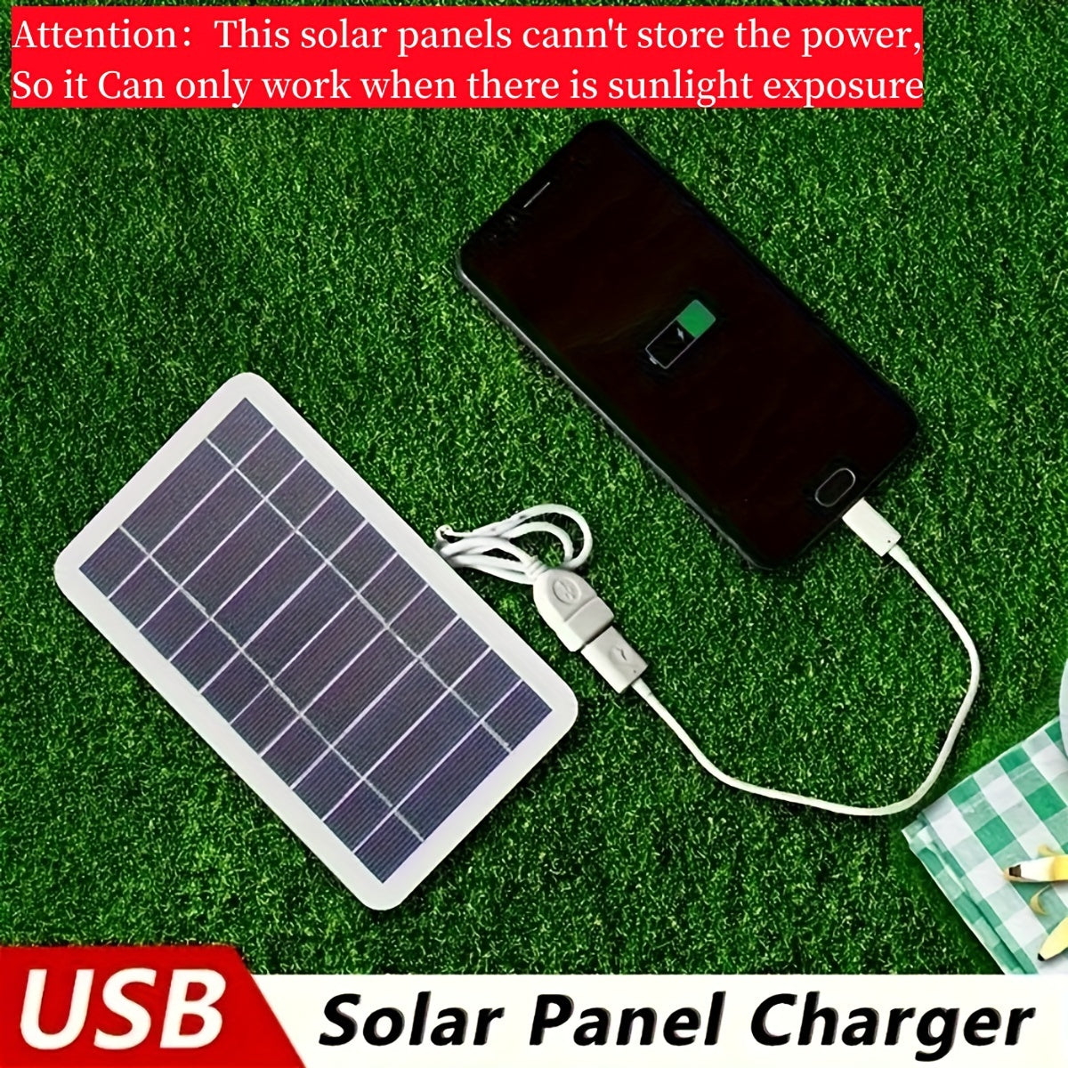 1pc Solar Portable Charging Panel Solar USB Charger Is Suitable For Mobile Power, Mobile Phone Charging Bank, Flashlight, Fan