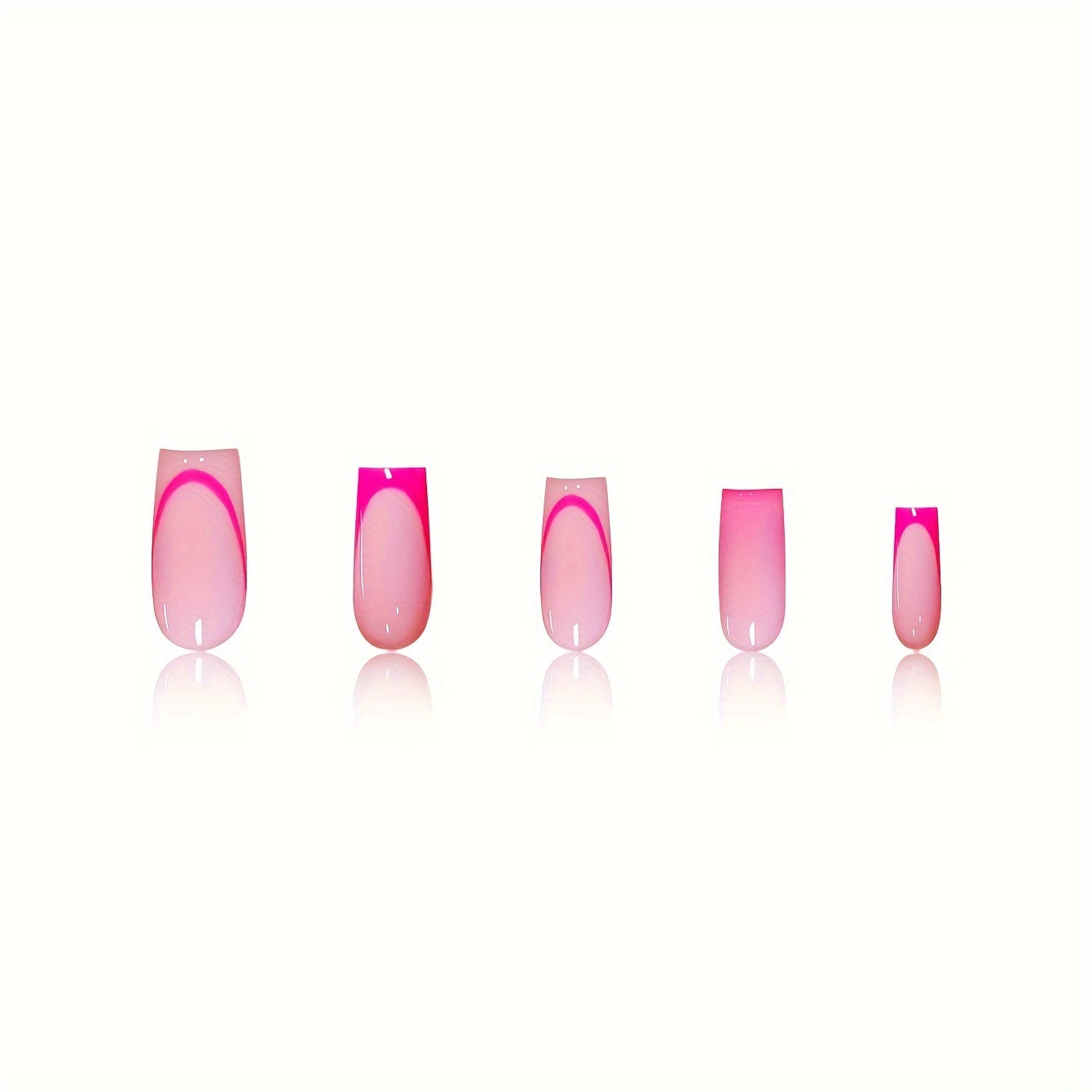 24pcs Pink Square Medium Length Press-On Nails with Glossy French Gradient Design, Fashionable Sweet Simple Style, Removable for All Women and Girls, Includes 1 Gel and 1 Nail File