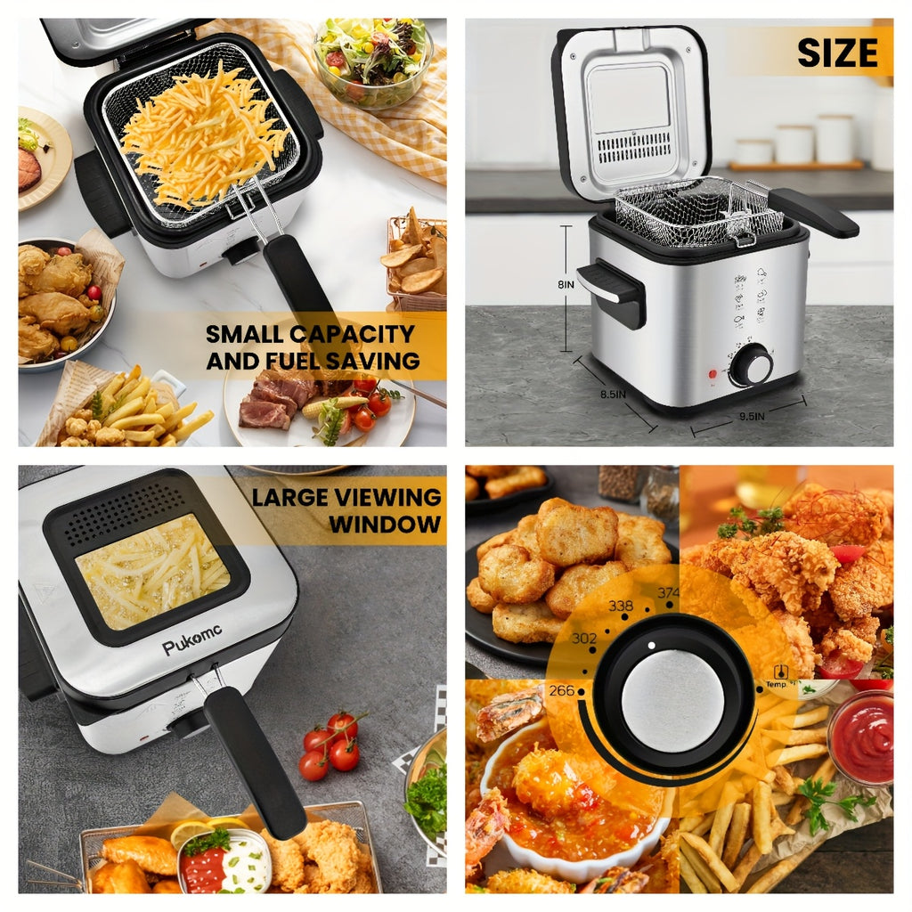SUSTEAS Deep Fryer for Home Use, Large Capacity Oil Fryer with 5 Sizes, Adjustable Temperature Control, Easy-to-Clean Pot, Made Of 304 Stainless Steel, Local Warehouse, Compact And Durable Design, Stylish Cooking Appliance &
