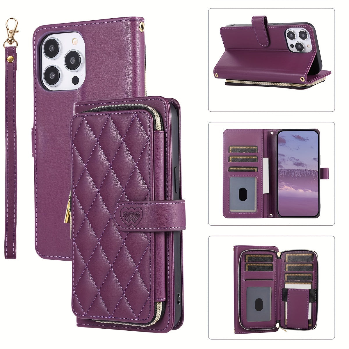 Crossbody Wallet Case Designed for Iphone 16E, 16, 15, 14, 13, 12, 11 Pro Max, 7, 8 Plus, SE 2020, And SE 2022, Featuring a Zippered Handbag Style, Flip Cover, Kickstand Folio, Card Slots, Wrist Strap, And Lanyard for The for
