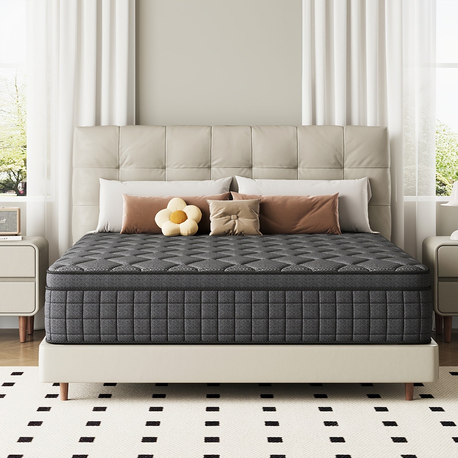 Luxury gel memory foam mattress 12 inch twin bed full size hypoallergenic mattress, medium hardness, European top design, comfortable sleep - can provide twin mattress, home Valentine's Day decorations, home furniture, home d