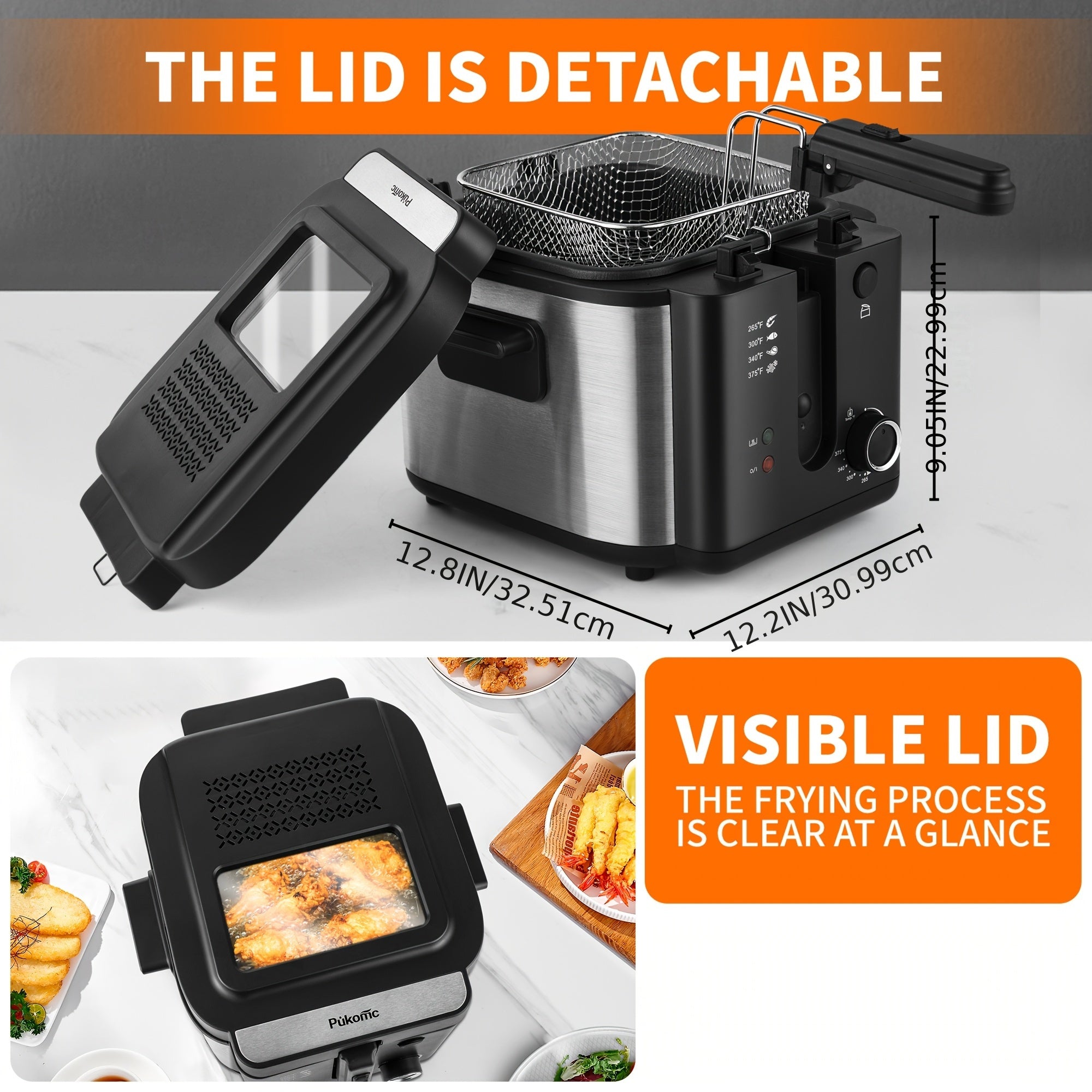 SUSTEAS 1500W Smokeless Electric Fryer with Precise Temperature Control, Removable Basket & Non-Stick Basket - Large Capacity for Home/Commercial Use, Dishwasher-Safe, Compact Design - Ideal Gift for Cooking Enthusiasts & Fat