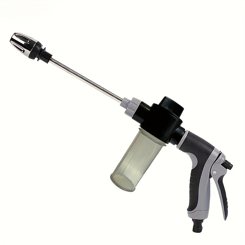 [Portable | High-Pressure] 1pc Portable High-Pressure Hose Spray Gun | Adjustable Thick Rod Spray, Multi-Functional Garden Hose Nozzle | Durable Plastic Construction, Adjustable Spray Pattern, 3/4" and 1/2" Quick Connect Adap