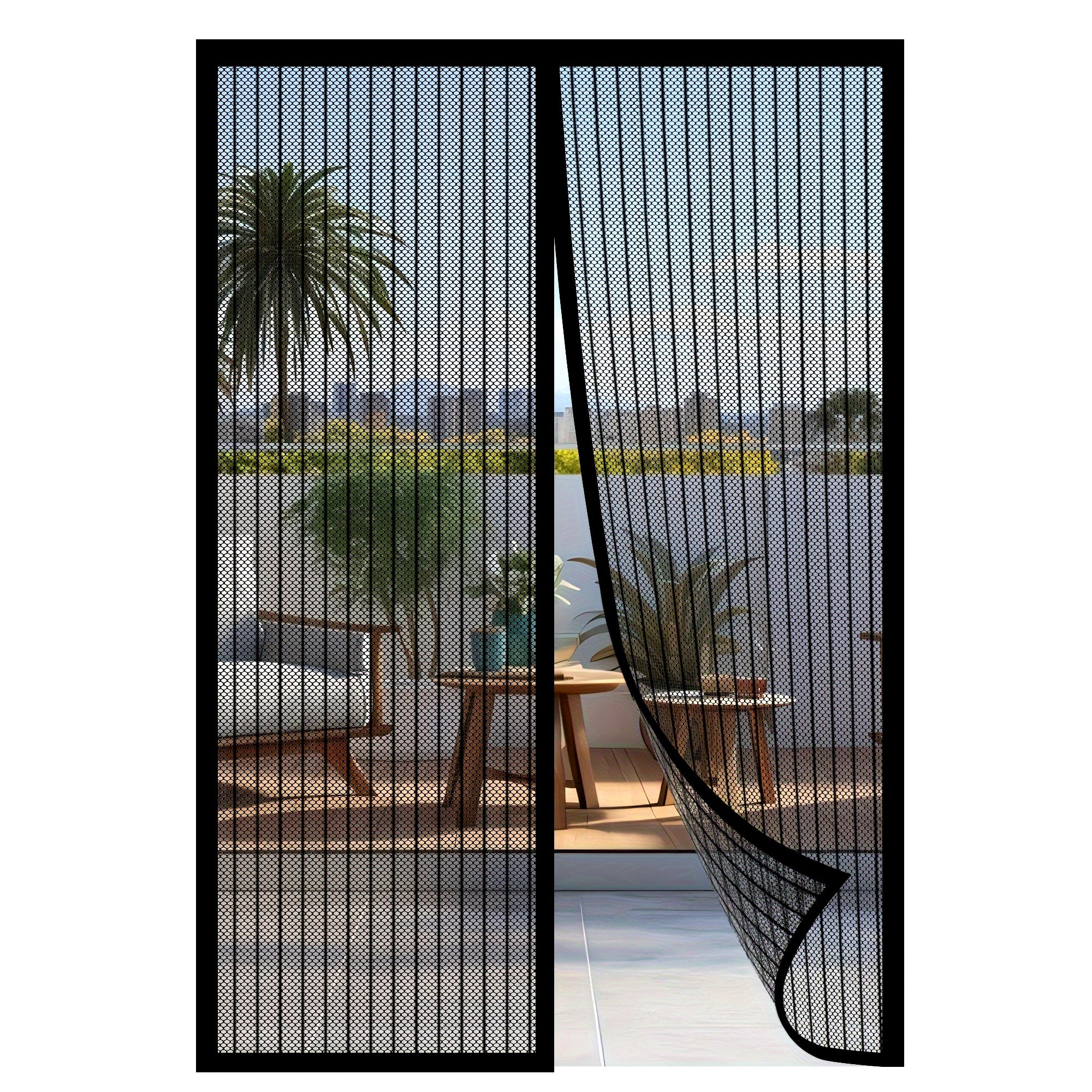 Heavy-Duty Magnetic Screen Door - Self-Sealing, Handsfree Mesh Insect Barrier for Pet and Child Friendly Use with Magnets Strips Installation | Durable Nylon Material in Bohemian Style Hand Wash Only, Stylish Entryway, Reinfo