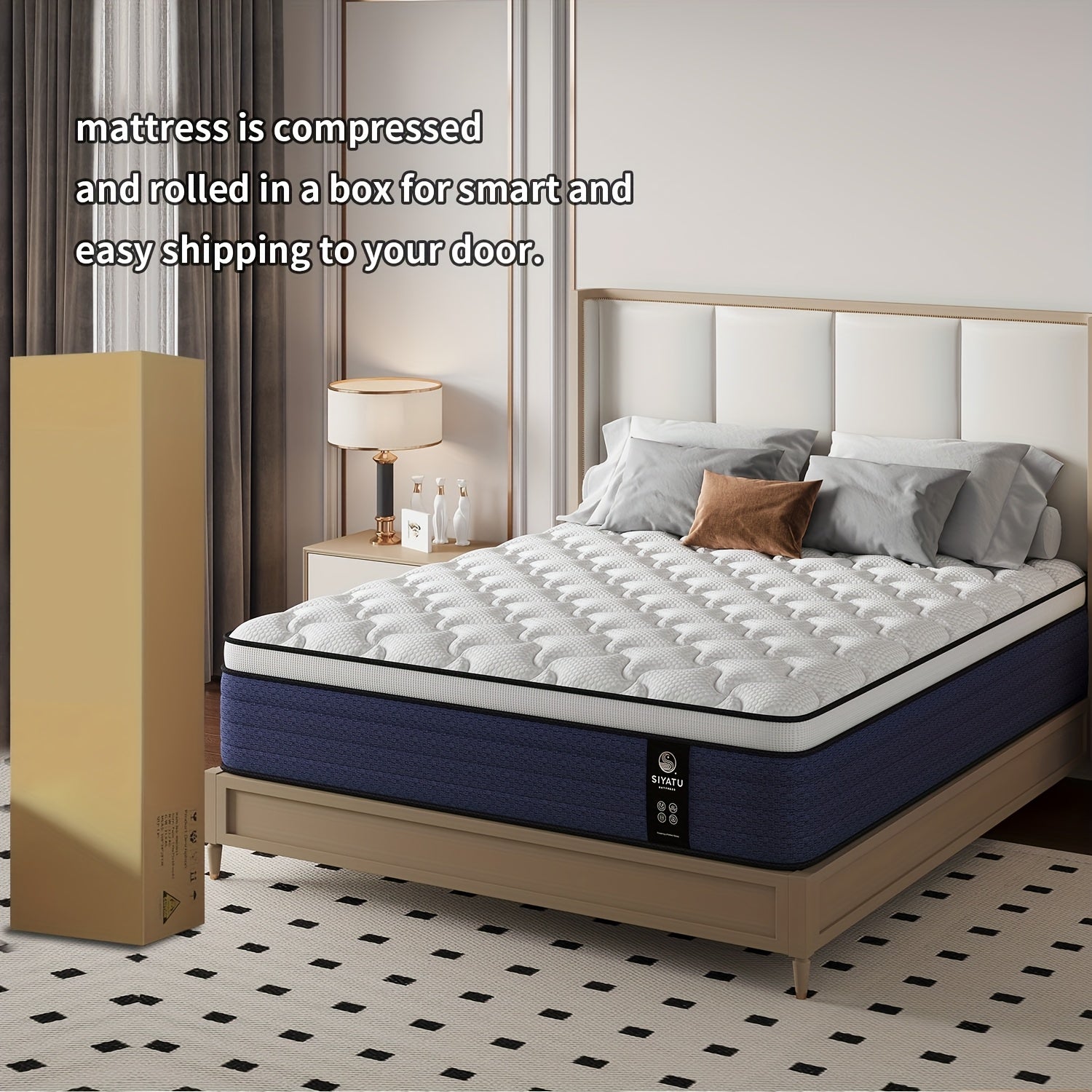 10/12/14 Inch King Sizes Mattress, Queen Size Mattress, Full Size Mattress, Twin, with Ergonomic, Individual Springs&Memory Foam, Medium Firm Feel, Pressure Relief, Comfortable Sleeping, Modern Comfortable Home Furnishings.