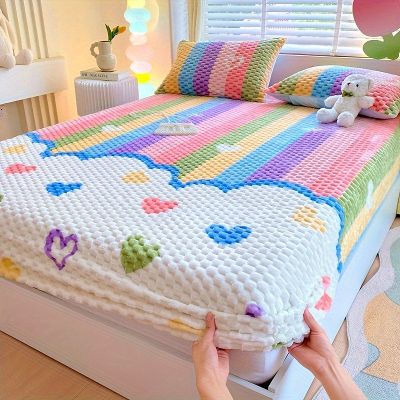 [Velvet | Thickened] 1pc Velvet Thickened Doudou Fitted Sheet Protector | Winter Warmth Soft Comfortable Bedding | Full Encasement Mattress Cover for Bedroom Guest Hotel Sealy