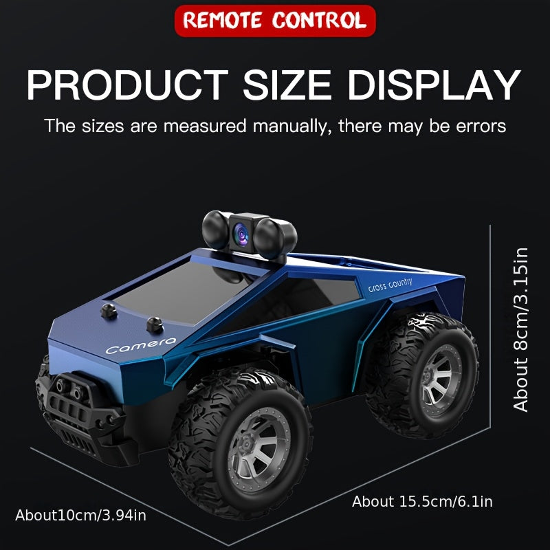 1/28 Scale FPV RC Truck with Camera & Live Video, 2.4GHz Remote Control Car with FPV Goggles-like View, Alloy-Body Style (Plastic), Anti-Interference System, 2-Speed Modes & Flashing Lights - Controlled for Boys & Adults (Gif
