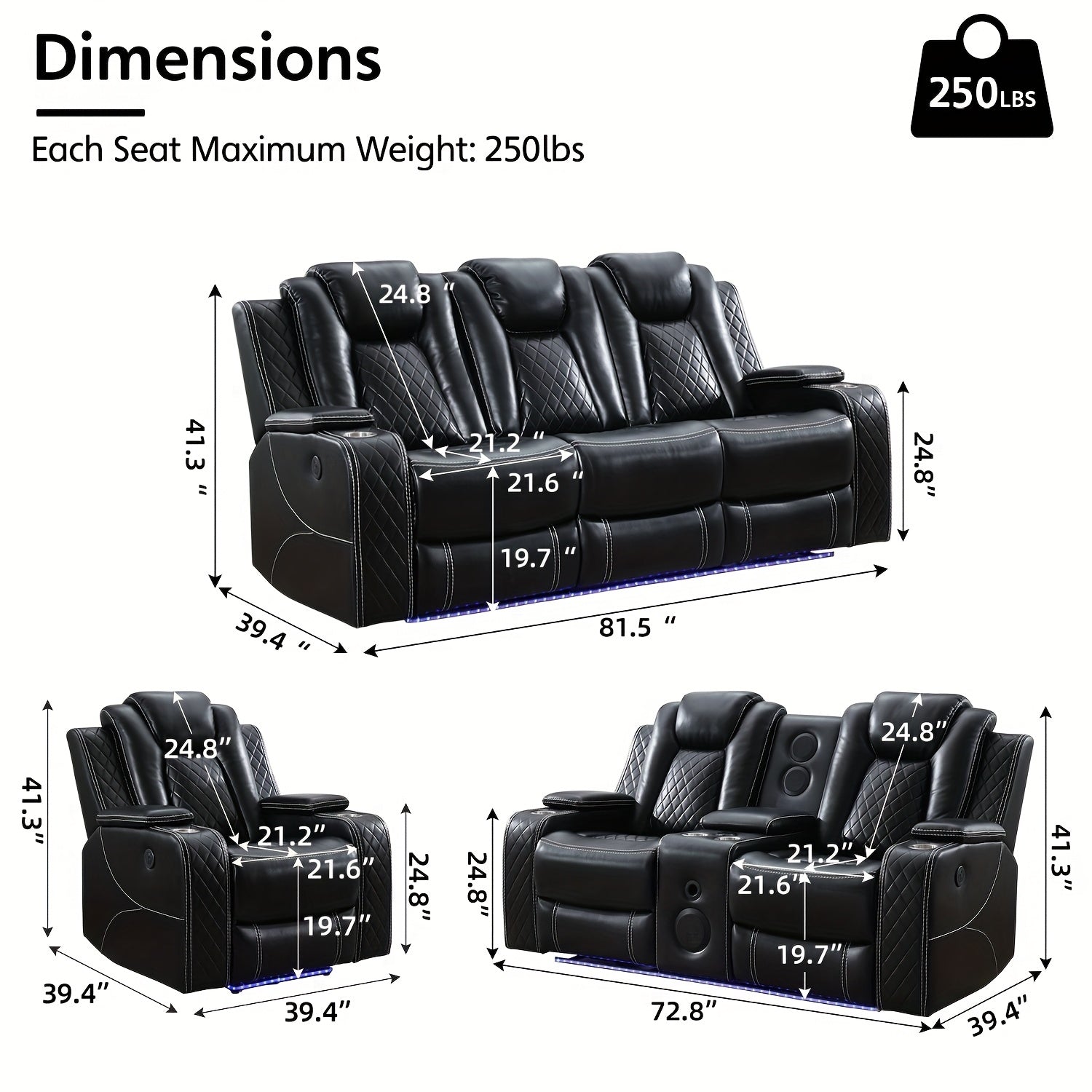 Skyward 3pcs Power Recliner Set