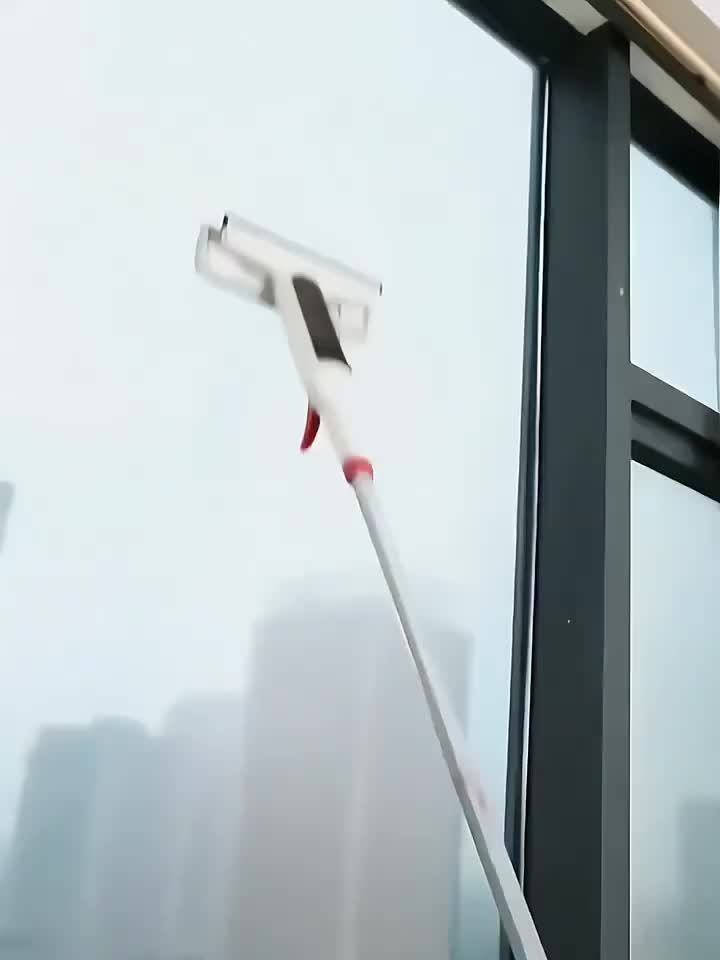 Three-in-One Glass Cleaning Kit - Durable Metal Rod with Scraper, Suitable for High Windows, Shower Doors, and Car Windshields - Essential Home Cleaning Tool with High-Pressure Spray Wand, Ergonomic Handle Design for Window a