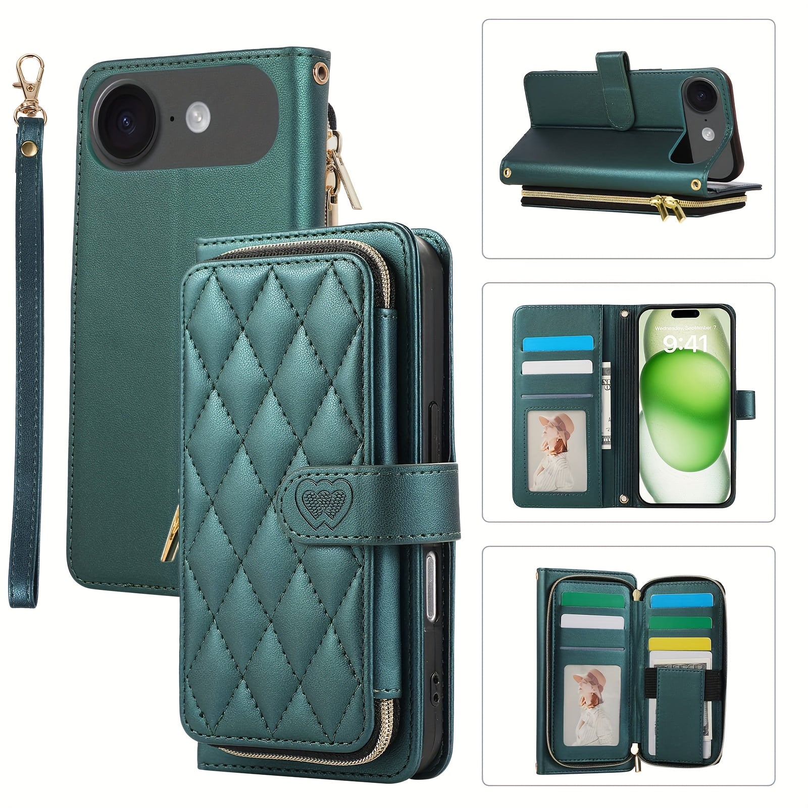 Crossbody Wallet Case Designed for Iphone 16E, 16, 15, 14, 13, 12, 11 Pro Max, 7, 8 Plus, SE 2020, And SE 2022, Featuring a Zippered Handbag Style, Flip Cover, Kickstand Folio, Card Slots, Wrist Strap, And Lanyard for The for