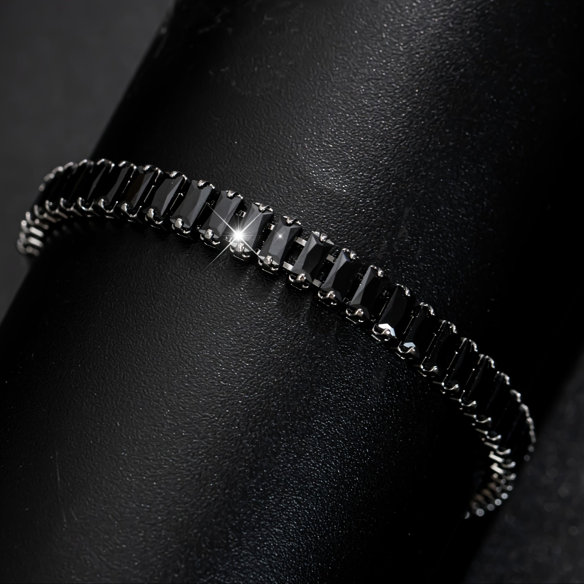 Men's Black Zircon Tennis Bracelet & Necklace Set |