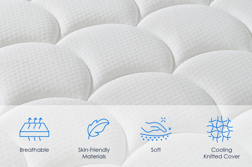 QUEEN ROSE 12 Inch Hybrid Mattress in a Box with Gel Memory Foam & Individually Wrapped Pocket Coils - Medium Soft Feel, Motion Isolation, Edge Support, Cooling Breathable European Cover, Twin/Full/Queen/King Sizes, White & B