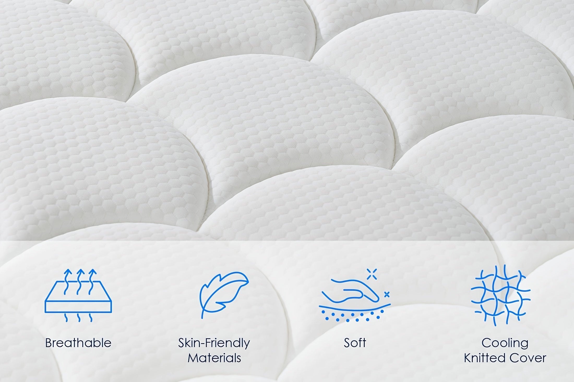 QUEEN ROSE 12 Inch Hybrid Mattress in a Box with Gel Memory Foam & Individually Wrapped Pocket Coils - Medium Soft Feel, Motion Isolation, Edge Support, Cooling Breathable European Cover, Twin/Full/Queen/King Sizes, White & B