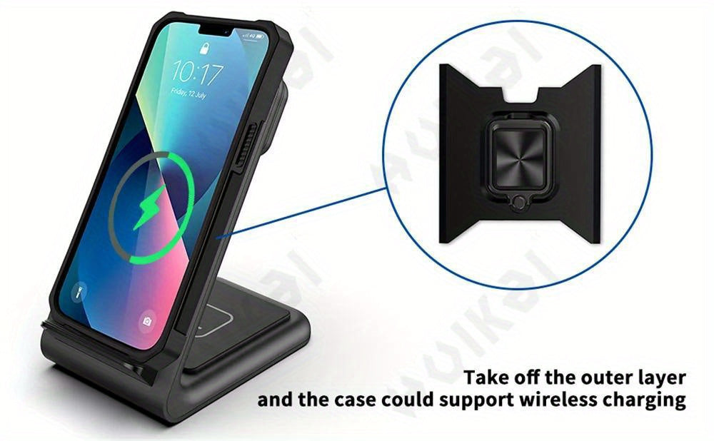 A Protective Case Suitable for Iphone 16, 15, 14, 13, 12, And 11 Pro Max And Plus Models, Featuring a Sliding Camera Slot And a Ring Stand.