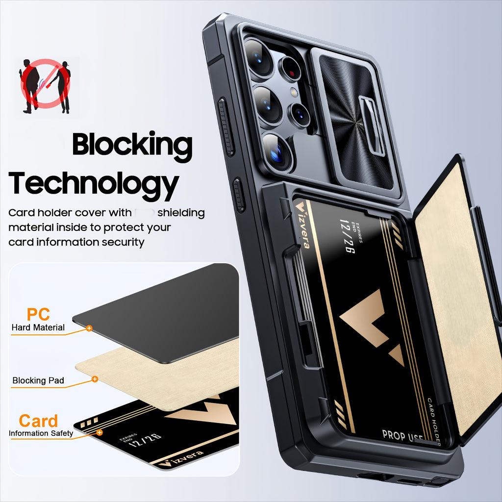 for Samsung Galaxy S25 Ultra Case Wallet, Cards Holder (4 Cards) & Camera Cover & Kickstand, for Women Men, Full Body protective PC Case for S25 Ultra 2025( Cell Phone strap) Holiday gifts for family