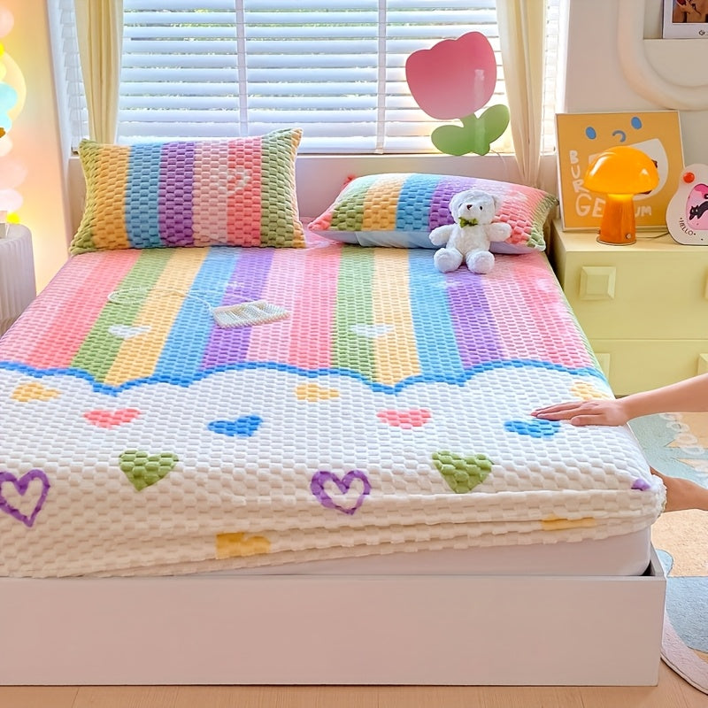 [Velvet | Thickened] 1pc Velvet Thickened Doudou Fitted Sheet Protector | Winter Warmth Soft Comfortable Bedding | Full Encasement Mattress Cover for Bedroom Guest Hotel Sealy