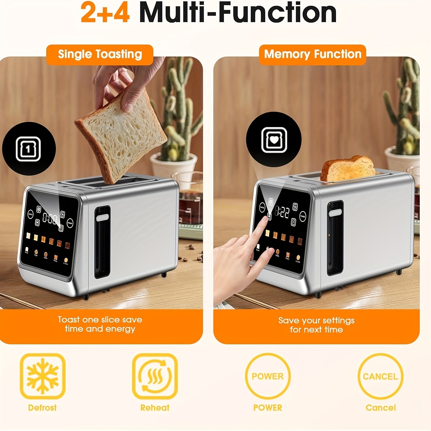 Stainless Steel Touch Screen Toaster