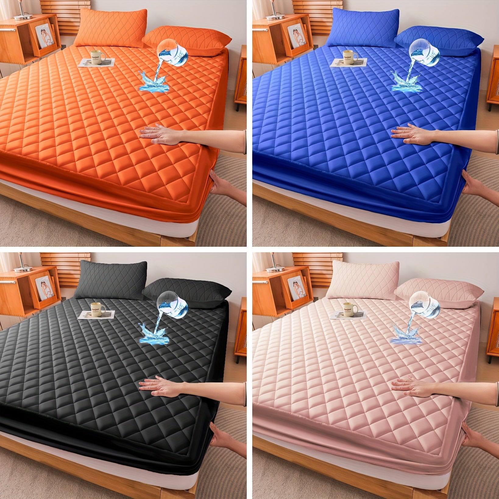 1pc Mattress Protector, Cool And Comfortable, Layered Fitted Sheet, Solid Color Bedding Design, Can Be Used As A Separate Bedspread, Deep Pocket, Ideal For Bedroom, Guest Room And Hotel Mattress Protection