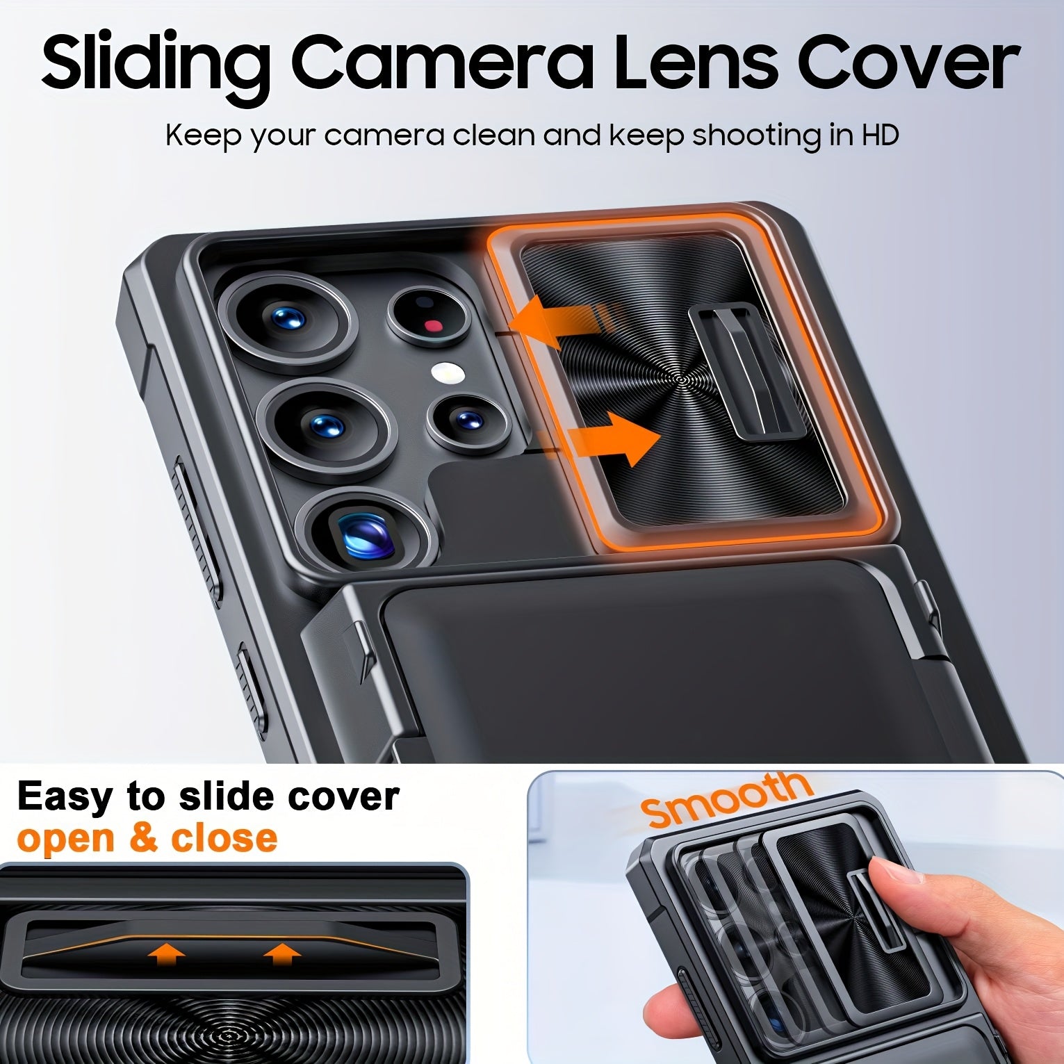 for Samsung Galaxy S25 Ultra Case Wallet, Cards Holder (4 Cards) & Camera Cover & Kickstand, for Women Men, Full Body protective PC Case for S25 Ultra 2025( Cell Phone strap) Holiday gifts for family