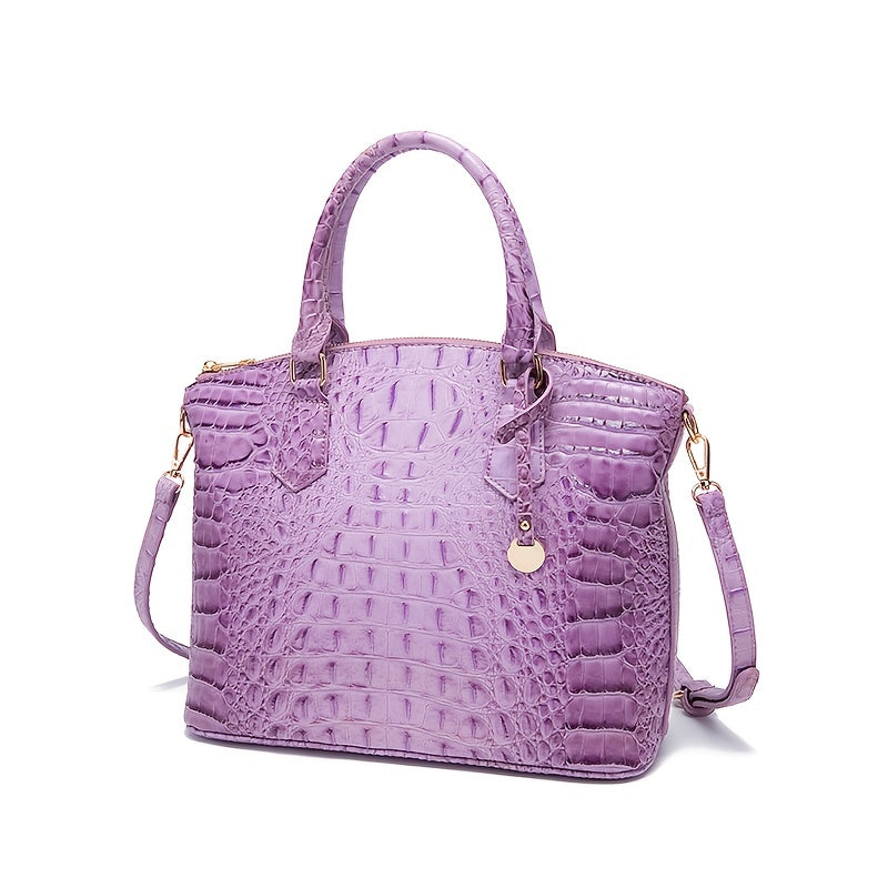 Luxurious crocodile patterned with three-dimensional pattern / metal round buckle decoration / dual handles and adjustable shoulder strap design / large capacity to meet the needs of commuting, business, and travel scenarios
