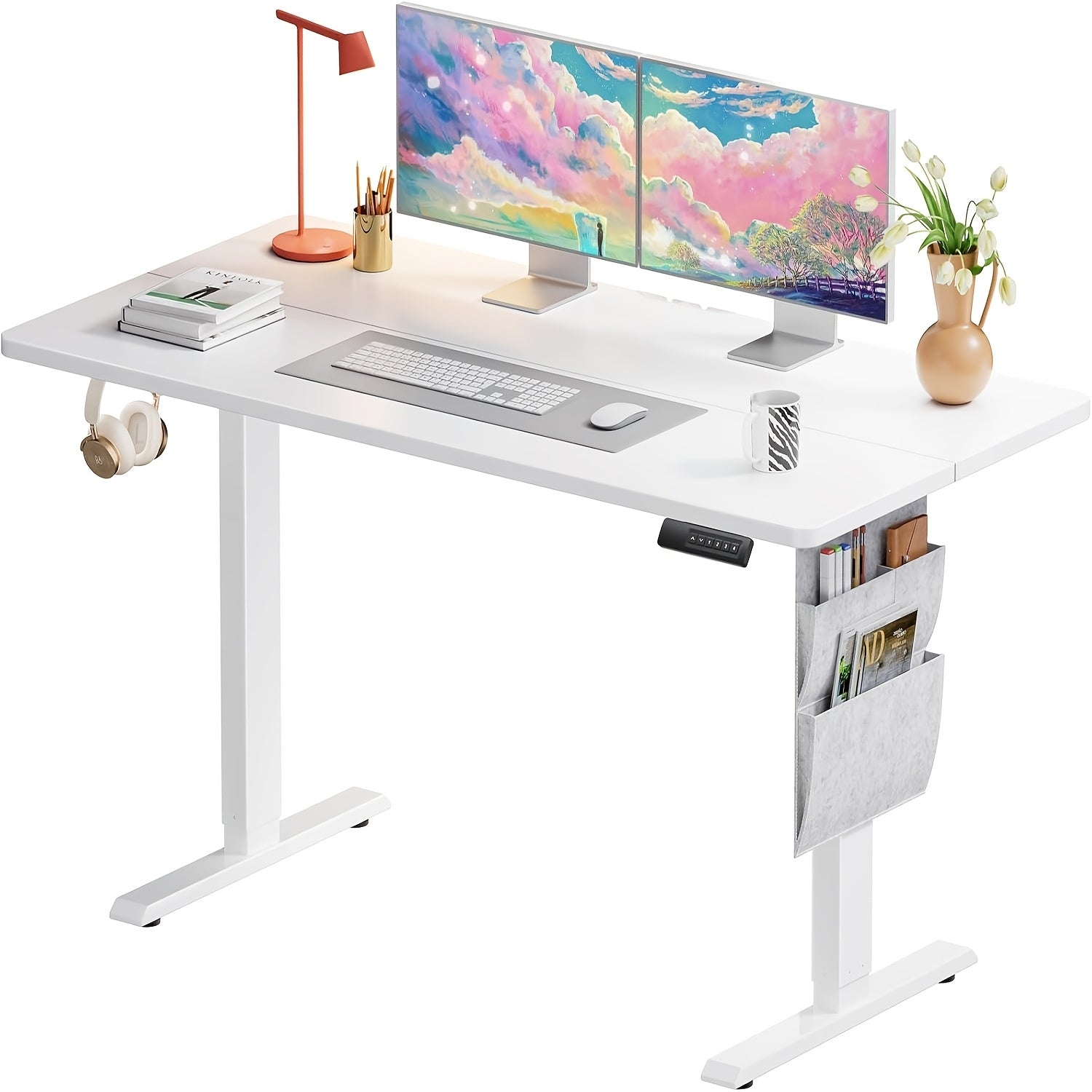 63/55/48/40 inch adjustable height electric lift desk, ergonomically designed recording studio desk, gaming desk, suitable for home offices, cafes, restaurants, recording studios, 4 colors, electric standing desk, perfect Chr