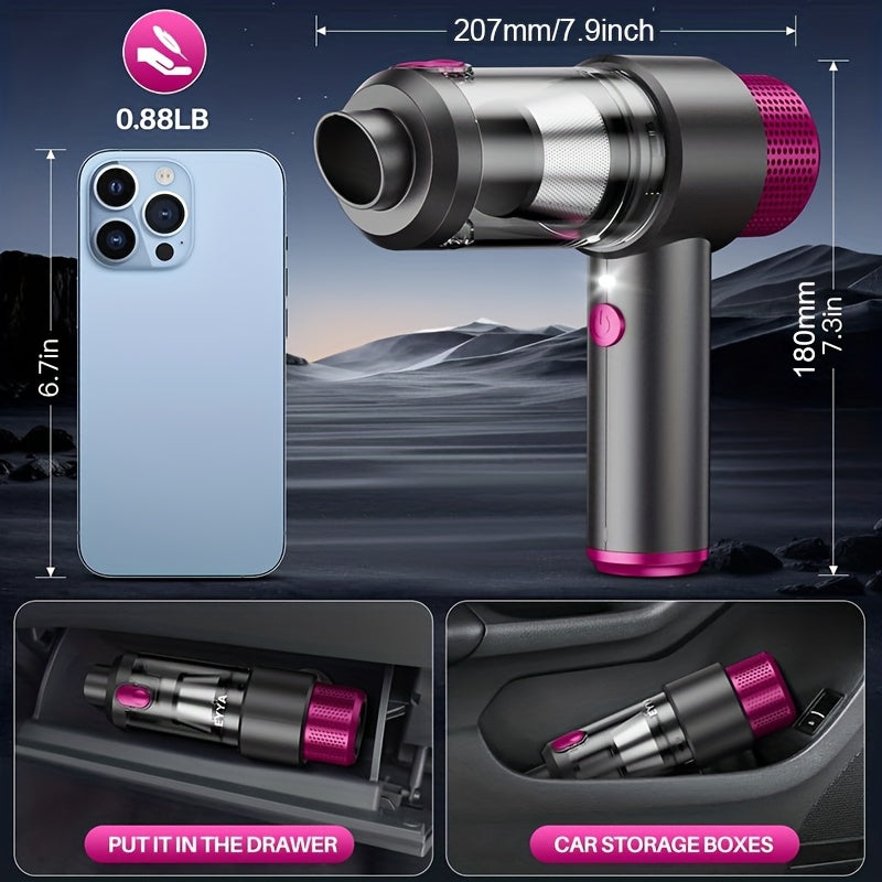 [Portable Vacuum] High-Power 4-in-1 Portable Wireless Vacuum Cleaner 15000PA Mini Vacuum, Compressor Air Blower And Pump Handheld Vacuum with Brushless Motor for Car, Home, Office, Camping, Computer Keyboard Laptop Dust Clean