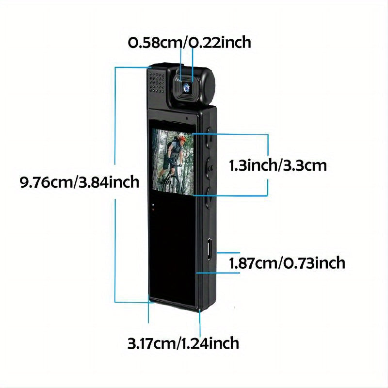 Smart Recorder - 1080P HD Body Camera, 180-degree Rotatable Lens, Handheld Pocket Camcorder, USB Charging, Perfect Gift for Holidays & Birthdays (SD Card Not Included), Travel Companion, Event Recording, Lightweight Camera, C