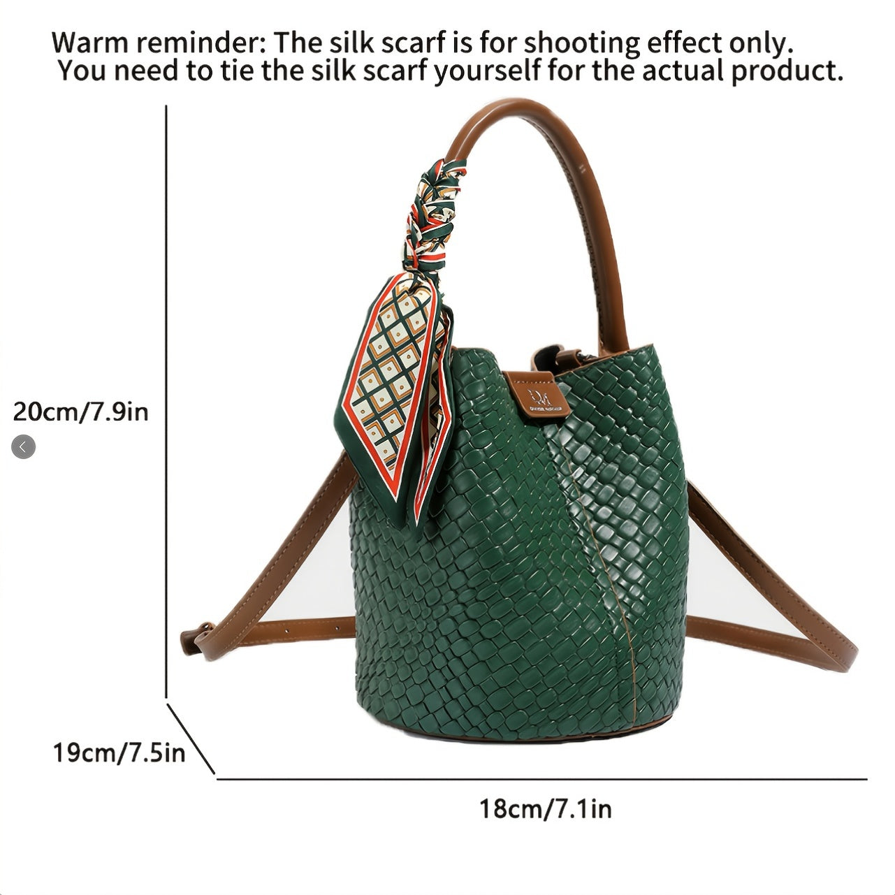 Stylish Women'S Bucket Bag - Elegant Solid Color Woven Shoulder and Crossbody Bag with Adjustable Detachable Strap, Large Capacity for Commuting, Multiple Colors Available, Commuter Handbag | Textured Finish | Polyester Lined