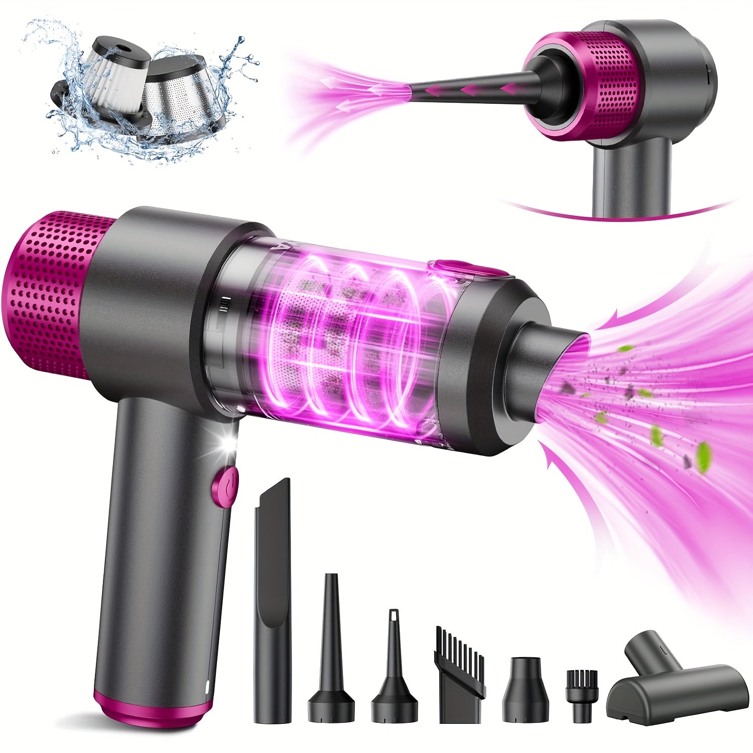 [Portable Vacuum] High-Power 4-in-1 Portable Wireless Vacuum Cleaner 15000PA Mini Vacuum, Compressor Air Blower And Pump Handheld Vacuum with Brushless Motor for Car, Home, Office, Camping, Computer Keyboard Laptop Dust Clean