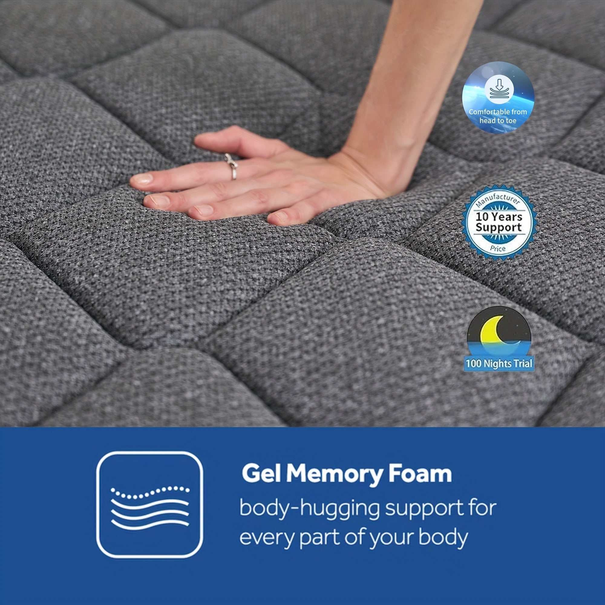 Luxury gel memory foam mattress 12 inch twin bed full size hypoallergenic mattress, medium hardness, European top design, comfortable sleep - can provide twin mattress, home Valentine's Day decorations, home furniture, home d