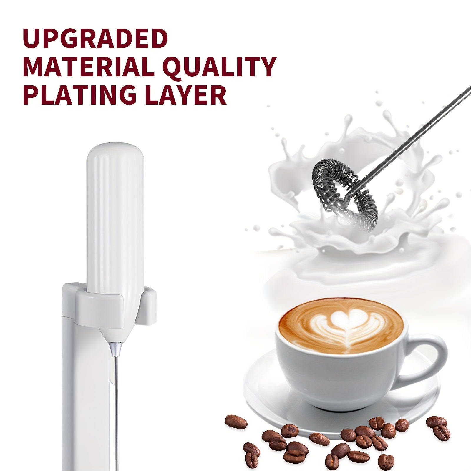 Lalayuan Powerful Electric Milk Frother & Drink Mixer - Heavy-Duty Stainless Steel Handheld Electric Whisk with 2-in-1 Design, 2-in-1 Foaming & Blending