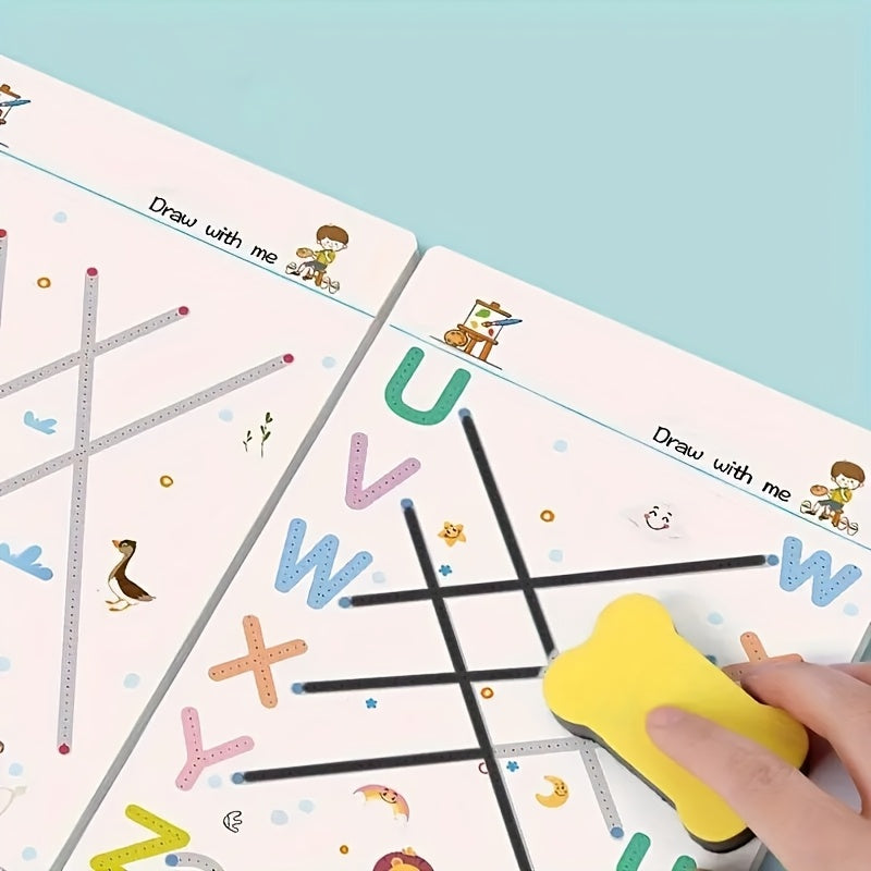 Children's Reusable Magic Practice Book Set, Number and Letter Writing Exercises, Pen Control Training and Drawing Educational Workbook, Learning Writing Skills Development, Classroom Education 2025 New Model