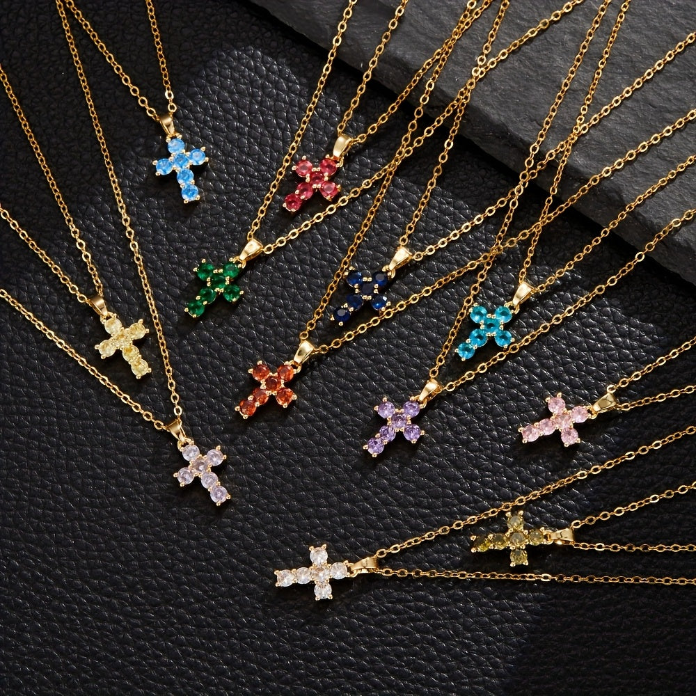 Golden-Tone Copper Cross Necklace