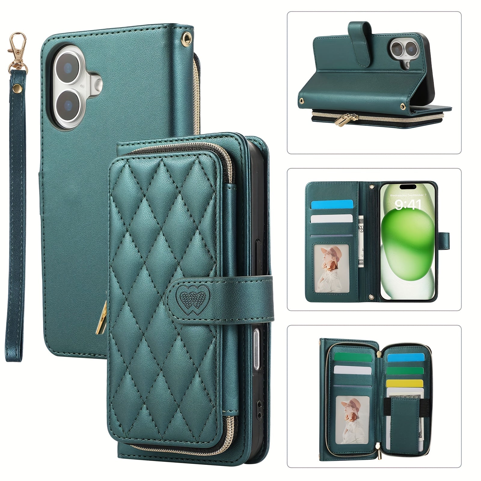 Crossbody Wallet Case Designed for Iphone 16E, 16, 15, 14, 13, 12, 11 Pro Max, 7, 8 Plus, SE 2020, And SE 2022, Featuring a Zippered Handbag Style, Flip Cover, Kickstand Folio, Card Slots, Wrist Strap, And Lanyard for The for
