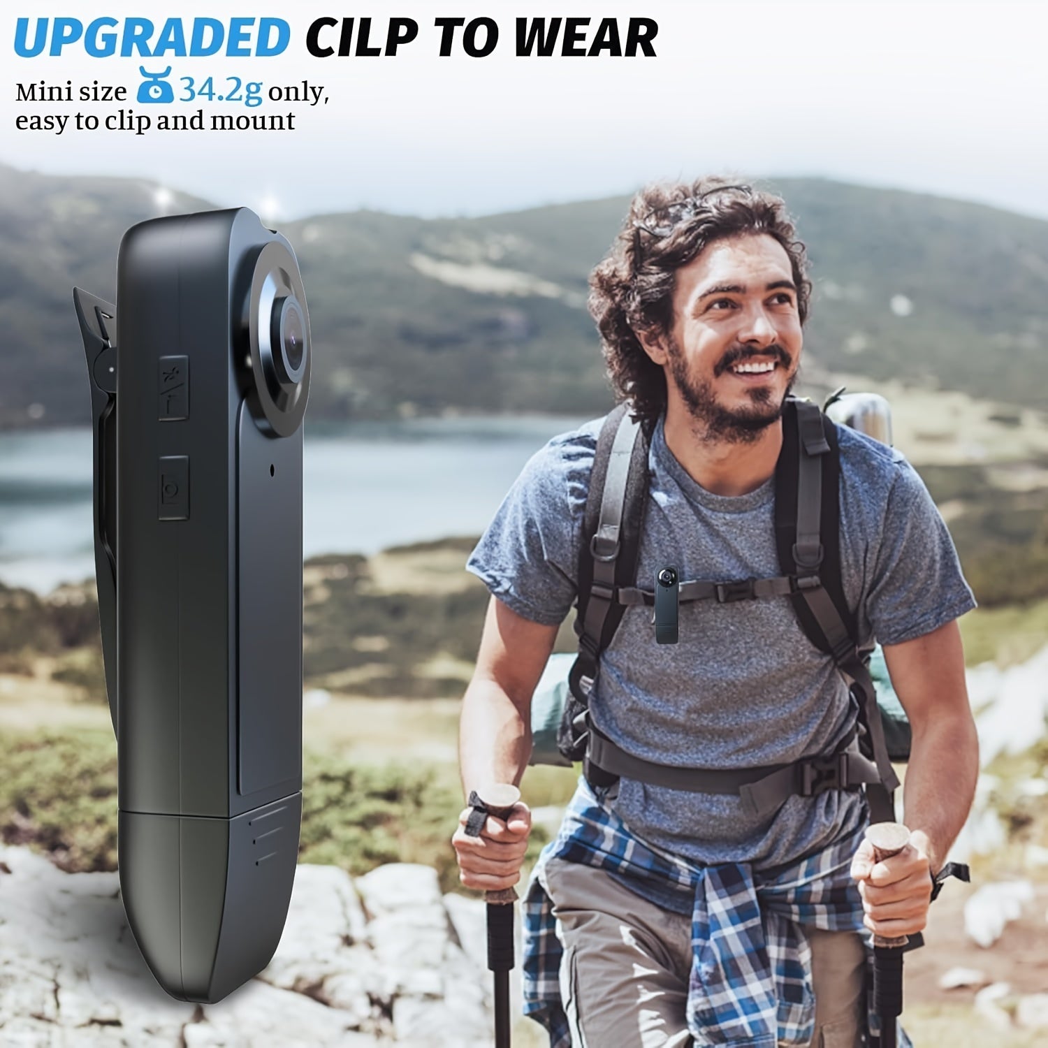 Body Camera, 1080P 64GB Body Camera with Upgraded Clip, Wearable Camera with Motion Detection and Night Vision, Suitable for Proof of Work, Delivery, Outdoor Travel, Personal Use