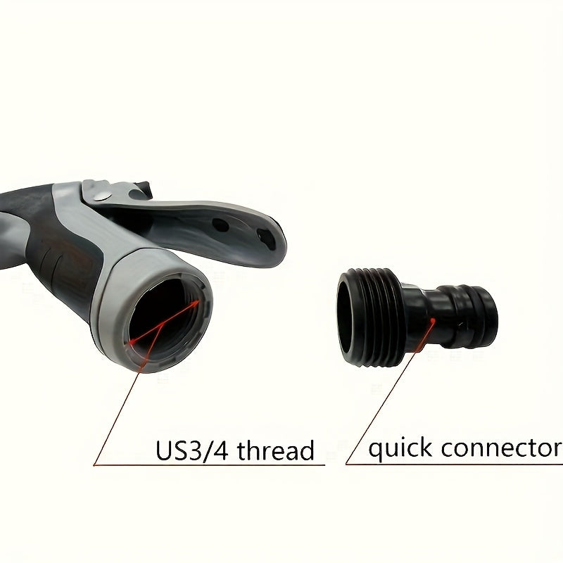 [Portable | High-Pressure] 1pc Portable High-Pressure Hose Spray Gun | Adjustable Thick Rod Spray, Multi-Functional Garden Hose Nozzle | Durable Plastic Construction, Adjustable Spray Pattern, 3/4" and 1/2" Quick Connect Adap