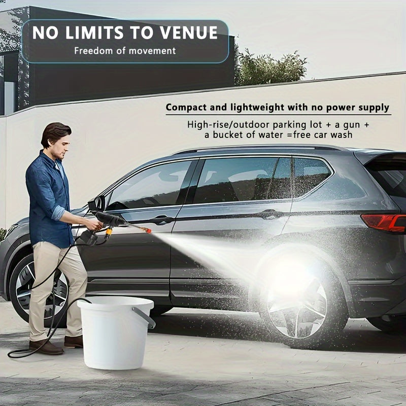 Stainless Steel High-Pressure Washer Gun, 3000 PSI Max with Quick Connect Nozzles Hose Connector, Equipped with A Single 15000mAh Battery, Single Battery Use Time Of About Half An Hour.