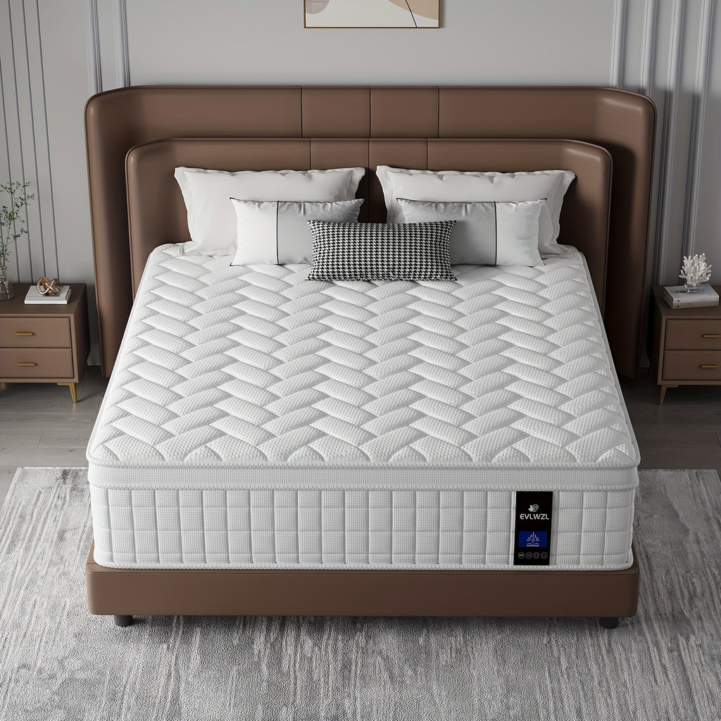 10in/12in Twin, Full, Queen, KingMattress White Memony Foam And Spring, Euro Top Mattresses Medium Firm for Motion Isolation, Edge Support, 100 Night Trial Firmness, Lumbar Support, for Home RoomsHotels, Boxed