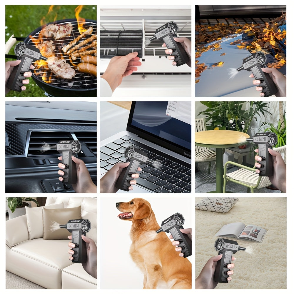 Electric Air Duster, 4-Speed Adjustable 130000RPM Turbo Jet Fan Cleaning Blower Tool, Type-C USB Rechargeable, with 5 Outlet Nozzles, Suitable for Car, Home, Computer, Keyboard, Outdoor