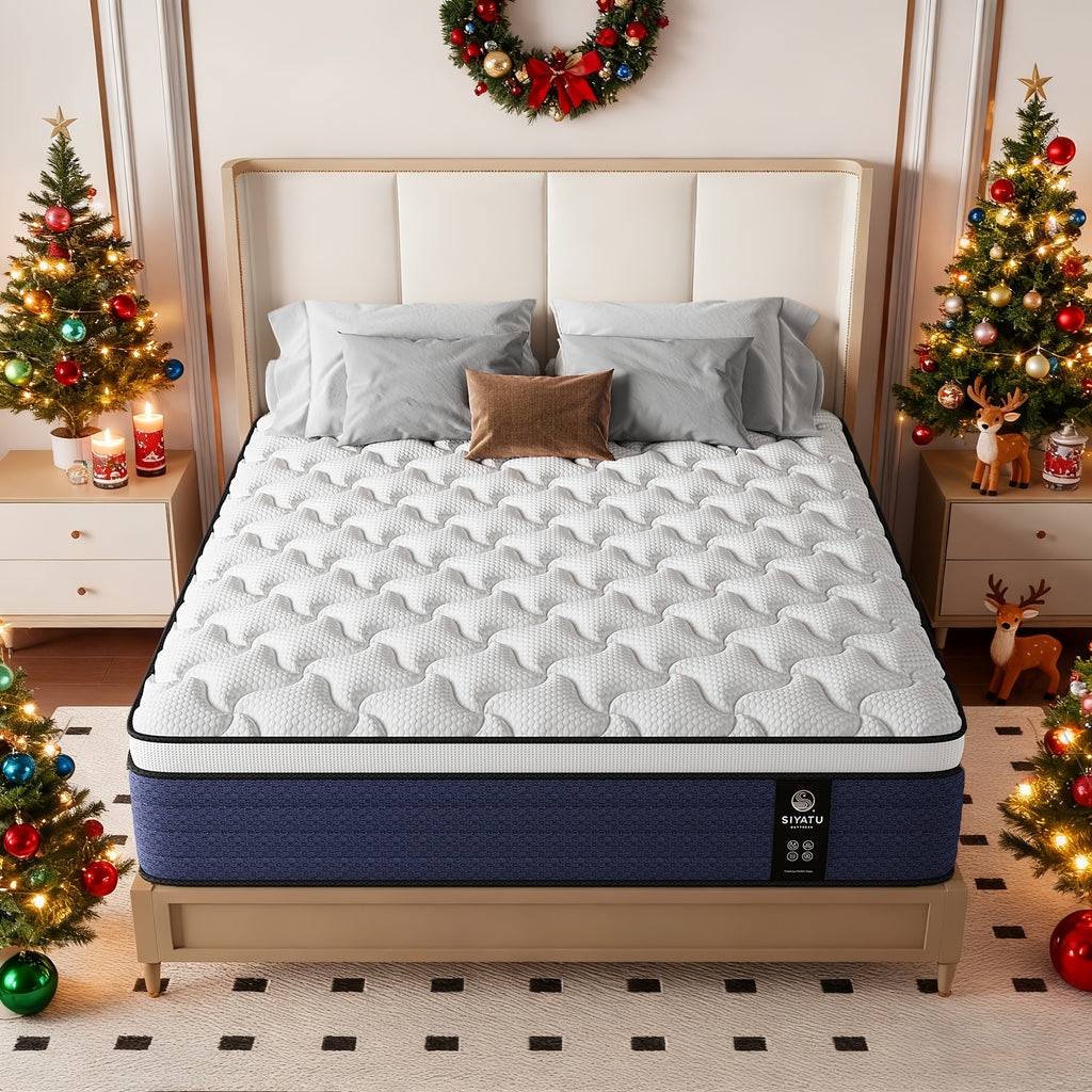 10/12/14 Inch King Sizes Mattress, Queen Size Mattress, Full Size Mattress, Twin, with Ergonomic, Individual Springs&Memory Foam, Medium Firm Feel, Pressure Relief, Comfortable Sleeping, Modern Comfortable Home Furnishings.