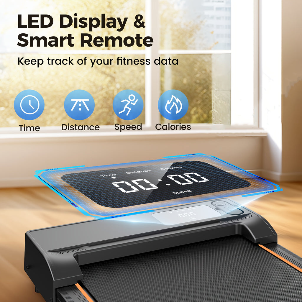 Portable Under Desk Walking Pad Treadmill, Support 2.5HP Lightweight Home Office Fitness Treadmill, 2-in-1 Walking Pad for Walking And Jogging Quiet, 265Lbs Capacity with Remote Control & LED Display, Stepping, Walking Traini