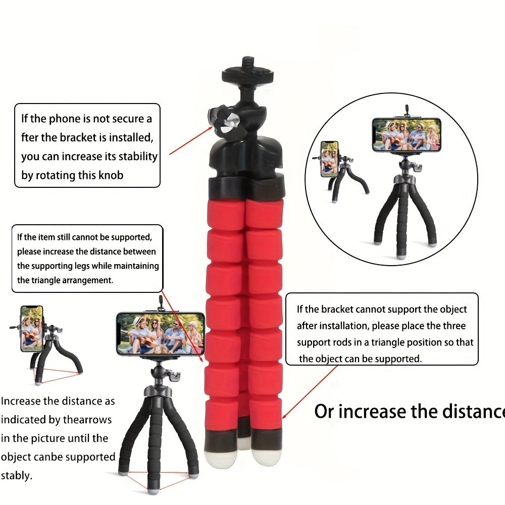 [Foldable Universal Stand] Octopus Phone Holder, Camera Stand - Durable and Sturdy, Foldable, Multiple Folding Without Damage, Suitable for iPhone and Other Mobile Phones and Camera Models, Tripod Stand, Desktop Stand, Univer