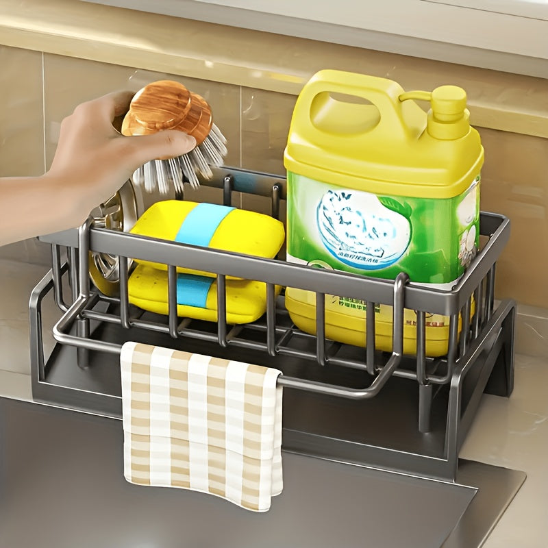 Multifunctional Plastic Kitchen and Bathroom Sink Storage Rack Set - Faucet Hanging Storage Rack, Suitable for Dishcloths, Sponges, Brushes - Durable, Kitchen Sink Drainer Rack, Dish Drainer For Kitchen, Kitchen Accessory