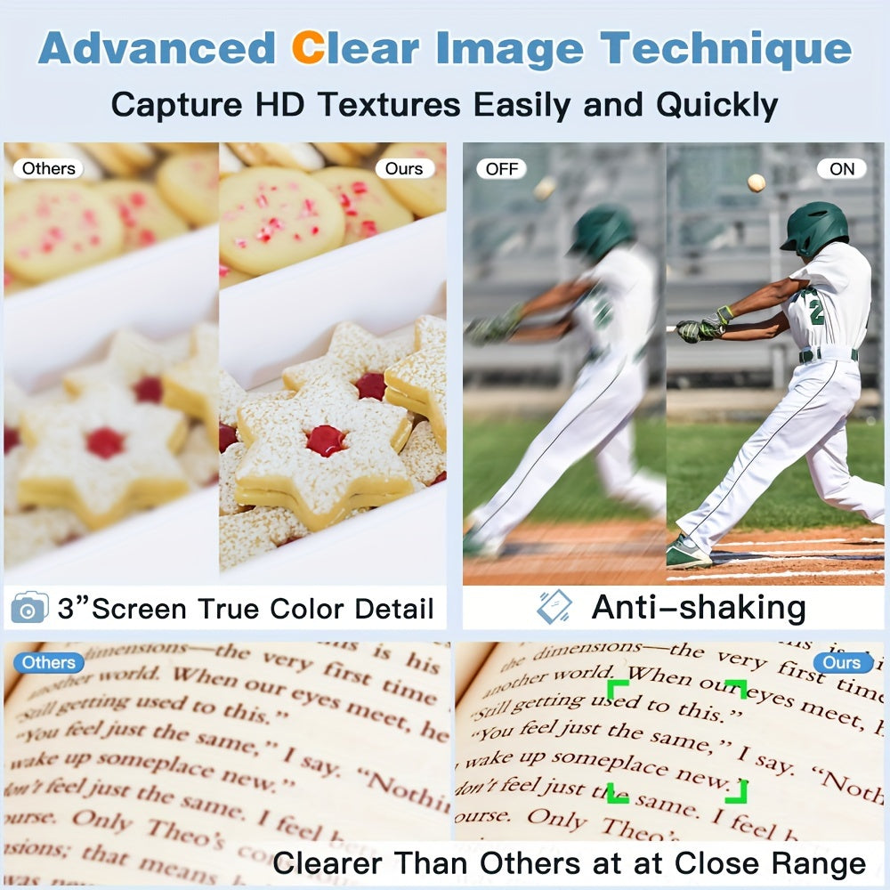 [48MP 4K Camera] Zostuic 48MP 4K Digital Camera | 16X Zoom, 3" 180° Flip Screen, Auto Focus & Anti-Shake, Compact Travel Camera | for YouTube, Live Streaming, Beginners, Includes 32GB SD Card & Accessories