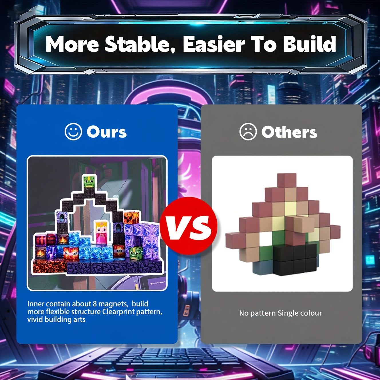 100pcs Magnetic Building Blocks Game-Based Build Cave World with Magnet Construction Toys STEM Sensory Gift for Boys Girls Birthday, Magnet Blocks, Magnet Balls, Magnet Game, Magnet Block, Magnet Ball, Magnet Games, Learning