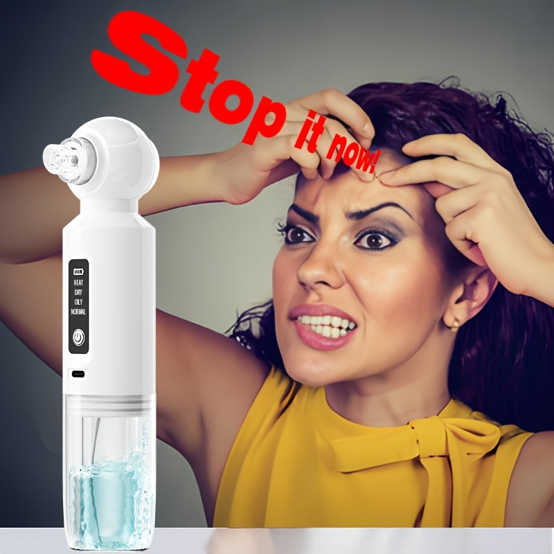 [USB Charging Beauty Device] 6-Head Blackhead Cleaner, Vacuum Electric Blackhead Pore Cleaner, USB Charging Mini Bubble Beauty Device, To Activate Heating Mode, Press And Hold The Power Button For 3 Seconds. Automatically Mai