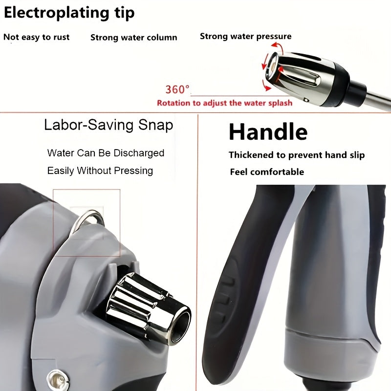 [Portable | High-Pressure] 1pc Portable High-Pressure Hose Spray Gun | Adjustable Thick Rod Spray, Multi-Functional Garden Hose Nozzle | Durable Plastic Construction, Adjustable Spray Pattern, 3/4" and 1/2" Quick Connect Adap