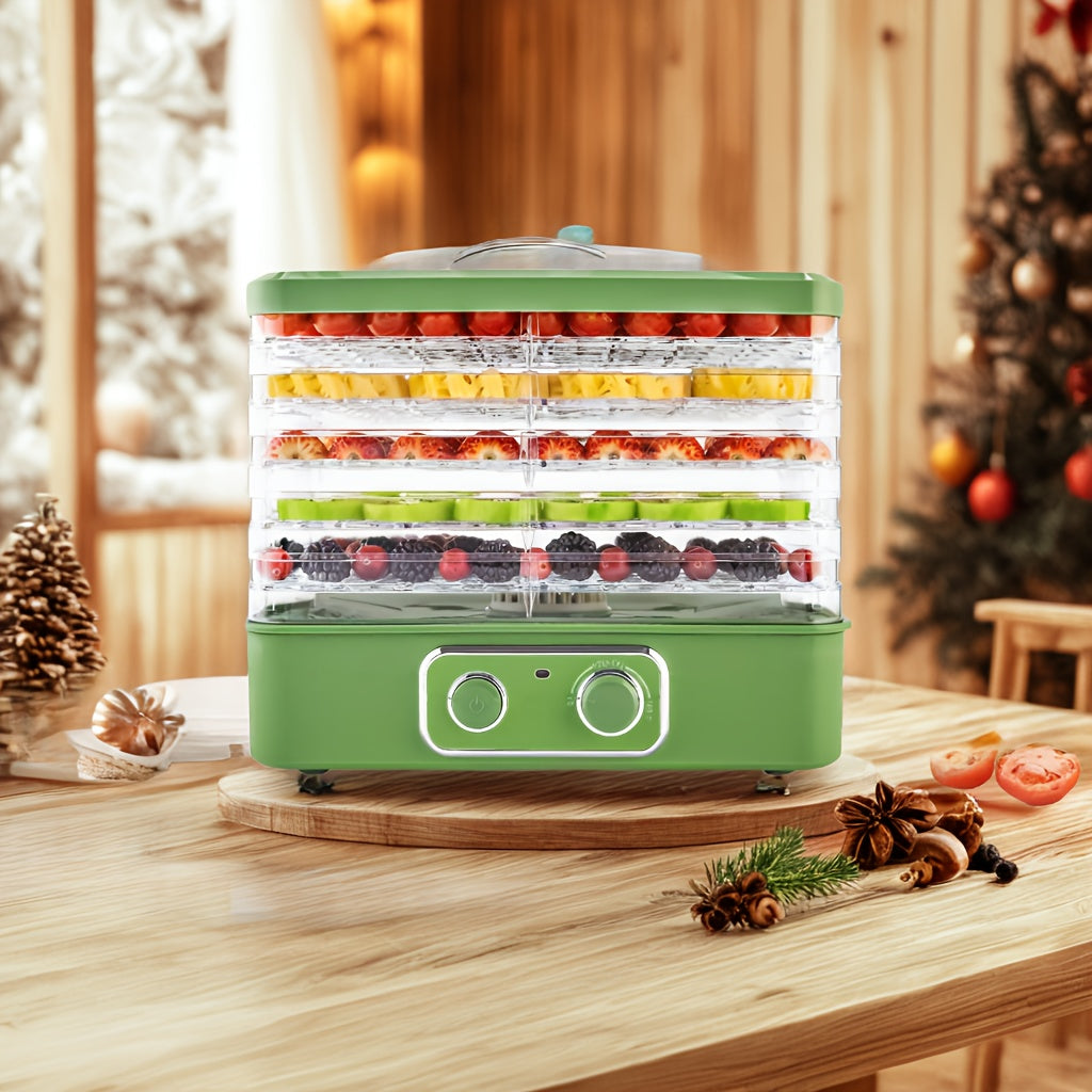 SUSTEAS Food Dehydrator For Jerky, 5-Tier BPA-Free Tray Dehydrator Machine, 240W Adjustable Temperature Control For Fruits, Meats, Veggies & More - Perfect Holiday Gift, Green