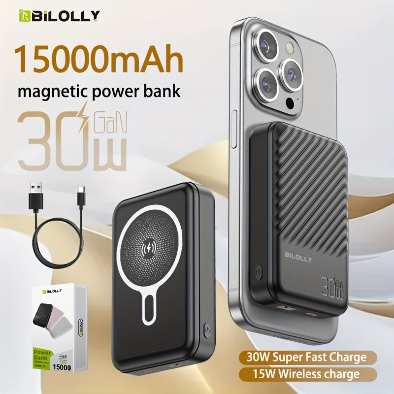 New Magnetic Wireless Power Bank - Portable Charger Power Bank, 5000/10000/15000mAh Battery Pack, 22.5/30W PD Fast Charging, 15W Wireless Charging, Magnetic Battery Pack For 17/16/15/14/13/12/Pro/Mini/Pro Max And Wired Chargi
